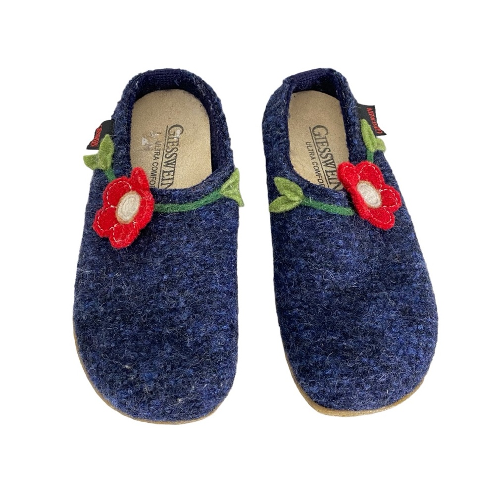 Giesswein‎ Blue Slip On Clogs Flower Detail